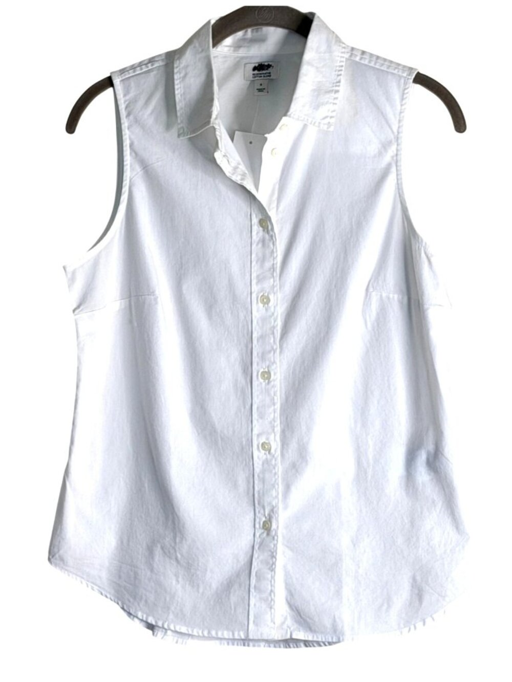 J.Crew Sleeveless White Cotton Poplin Button Down Top Shirt Size Small NWT - Picture 2 of 6